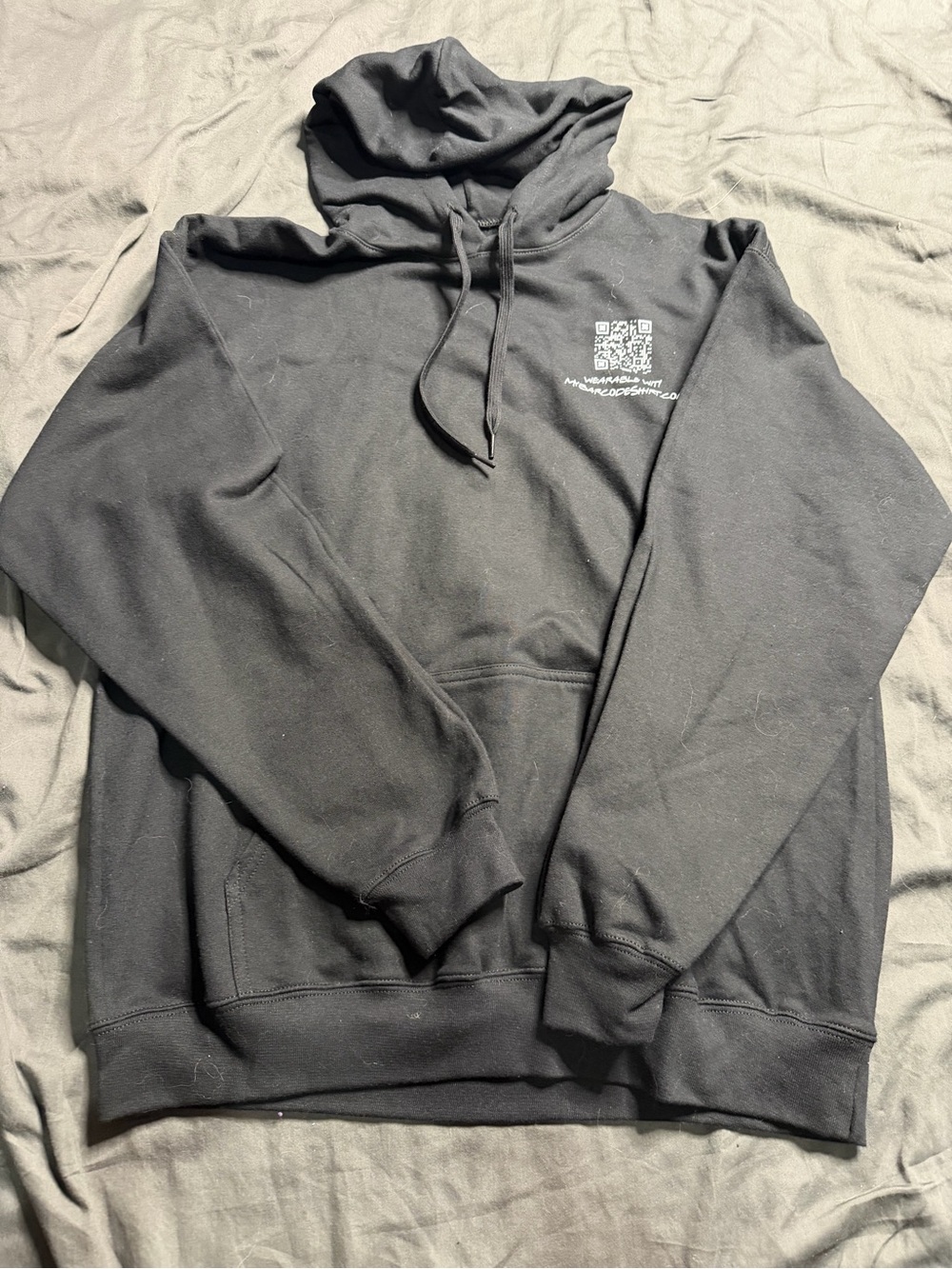 Gildan Black Pullover Hoodie with Small White QR Chest Print